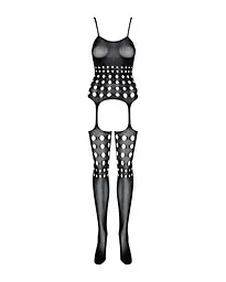Бодістокінг Obsessive Bodystocking G310 S/M/L, топ, панчохи, підв’язки, круглі вирізи - мініатюра 5