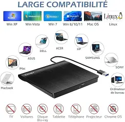 Зовнішні оптичні приводи Cocopa External DVD/CD Drive BT638 CD-DVD ноутбука - мініатюра 4