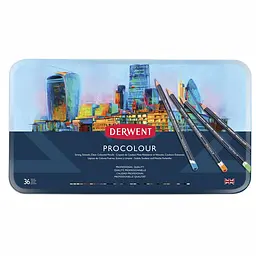 Набір кольорових олівців Procolour, 36 кольорів, металевий пенал Derwent (5028252514651)