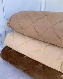 Покривало полуторне з велюру Koloco 20082 160х230 см коричневе - мініатюра 2