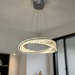 Підвісна LED-люстра кільце Linisoln 548-500 CH 55W, діаметр 50 см, метал і кришталь - мініатюра 4