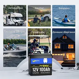 Акумулятор WattCycle LiFePO4 12V(12.8/100Ah/1280Wh) (WT12V100AH100MINIBT) [164623] - мініатюра 7