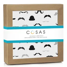 Багаторазова непромокаюча пелюшка Cosas Mustache 100х140 см чорно-біла (Diaper_ChaplinFashion_100x140) - мініатюра 2