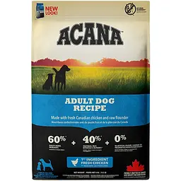 Сухий корм для дорослих собак усіх порід Acana Adult Dog Recipe з куркою та індичкою 17 кг a52517