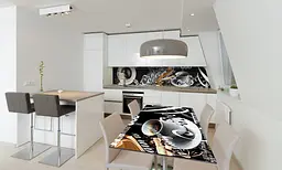 Вінілова наклейка на стіл Чорна Кава інтер'єрна ПВХ чашка Coffee абстракція 65х120 см Happy Pocket Z180328-144