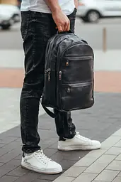 Чоловічий рюкзак для ноутбука та документів з натуральної шкіри Tiding Bag B2-37342A чорний - мініатюра 6