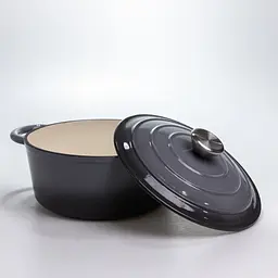 Каструля чавунна емальована Premium Cookware 2.5 л з кришкою Сіра для тушкування та запікання - мініатюра 2