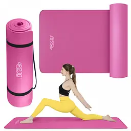 Килимок (мат) спортивний 4FIZJO NBR 180 x 60 x 1.5 см для йоги та фітнесу Pink (P-5905973405669) - мініатюра 2