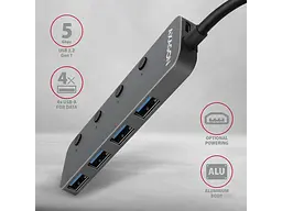 Мультипортовий адаптер AXAGON SuperSpeed Switch Silver (HUE-MSA) - мініатюра 3