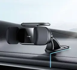 Автомобільний тримач холдер Baseus Steel Cannon pro Solar Electric Car Mount SUGP010001 Black - мініатюра 9