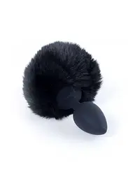 Анальна пробка - Bunny Tail Silicone Black Plug Black - мініатюра 3
