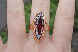 Кільце Xuping Jewelry Маркіз з червоним каменем р 18 золотисте - мініатюра 2