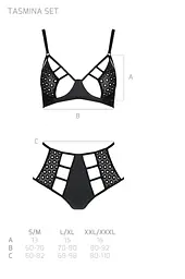 Комплект білизни Passion TASMINA Set XXL/XXXL black ліф високі трусики з корсетом ззаду - мініатюра 7