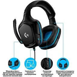 Навушники накладні з мікрофоном Logitech G432 (981-000770) - мініатюра 6