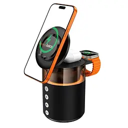 Зарядка Qi HOCO Sunset BT Speaker with 3 in 1 Wireless Charger DWQ05 BT5.4, TWS, 15 W Max