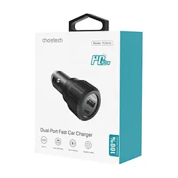 Зарядное устройство для Choetech car USB-A/USB-C 63W QC3.0/PD/PPS black (TC0010-BK) - миниатюра 3