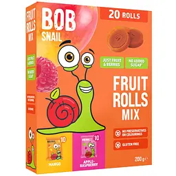 Набір натуральних фруктових цукерок Bob Snail Яблуко-Малина та Манго 200 г