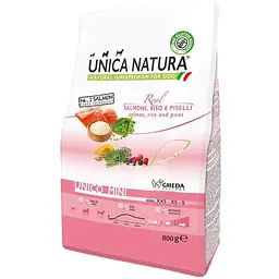 Сухий корм для собак Unica Natura Unico Mini лосось з рисом та горохом 800 г