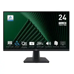 Монітор 23.8" MSI PRO MP245G, Black, WLED, IPS, 1920x1080 (16:9), 1 мс, 100 Гц, 300 кд/м², 1300:1, 178°/178°, VGA/HDMI/DP, 2x2 Вт, VESA 100x100 мм, Adaptive Sync