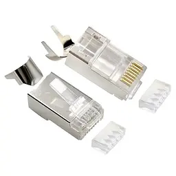 Конектор RJ 45 Cablexpert (LC-PTF7-01/50) 8P8C, Cat.7, FTP, з наскрізними отворами, позолочені контакти (50 шт/уп) - мініатюра 4