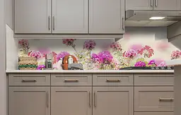 Вініловий кухонний фартух Пеларгонія наклейка для кухні калачики Квіти Рожевий 60х250 см Happy Pocket Z181614 - мініатюра 4