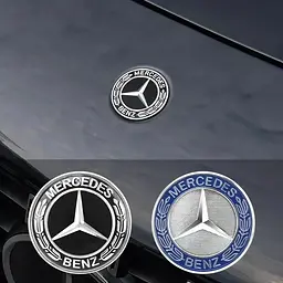 Емблема капота Mercedes-Benz хром + синій (на 2 направляючих) OEM A0008171701 - мініатюра 3