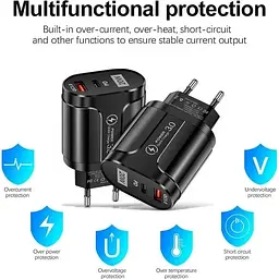 Зарядний пристрій Mirrow USB Type-C Super Charge/Quick Charge 3.0 PD 20W Black (366589741) - мініатюра 8
