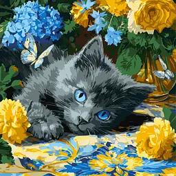 Картина за номерами "Кошення блакитнооке" ©art_selena_ua Ідейка KHO6795, 40х40 см