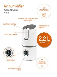 Зволожувач повітря Adler AD 7957 grey - мініатюра 7
