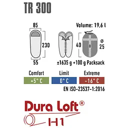 Спальний мішок High Peak TR 300/0°C Dark Red/Grey Left (23066) - мініатюра 6