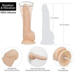 Реалістичний вібратор з ротацією ADDICTION - Naked - 8 Rotating & Vibrating Dildo with Remote - Vanilla ADDICTION SO5587 92429 - мініатюра 2