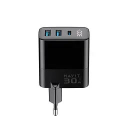 Зарядний пристрій Havit UCLE001 GaN 30 Вт 2хUSB-A USB-C (HV-UCLE001-BK) - мініатюра 2