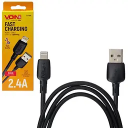 Кабель VOIN CC-1201L USB - Lightning 2.4А, 1m, Black (швидка зарядка/передача даних)