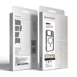 Чехол Apple iPhone 17 Pro Max, Unit MagSafe, серый, прозрачный, магсейф, противоударный, магнитный, панель-накладка с поддержкой MagSafe, с поддержкой беспроводной зарядки, TPU+PC, защита всего корпуса, ударопрочный, ArmorStandart (ARM86301) - мініатюра 6