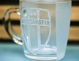 Скляна чашка 350 мл ФК Олександрія з гравіюванням подарунок для фаната  футбольна кружка - мініатюра 3