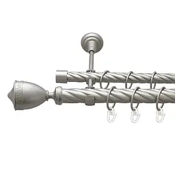 Карниз Orvit Афіна металевий дворядний відкритий скручена труба кільце металеве Сатин 25\19 мм 240 см (00-00023630)