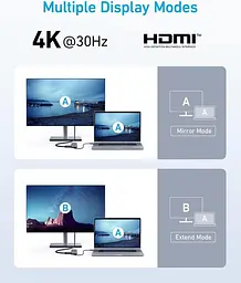 Мультипортовий адаптер - хаб - порт реплікатор Anker 332 Usb-C Hub 5-in-1 (A8355011) - мініатюра 6
