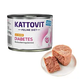 Вологий лікувальний корм Kattovit Veterinary Diabetes для котів з діабетом та ожирінням, банку 185 г