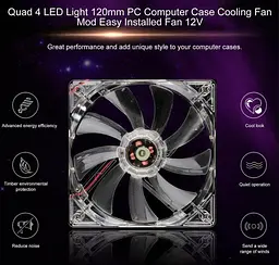 Кулер корпусний Voltronic C12025W Fan DC sleeve fan 4-контактний 120 мм LED White - мініатюра 2