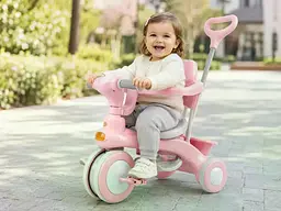 Дитячий триколісний велосипед Baby Carriage 588 рожевий з батьківською ручкою - мініатюра 6