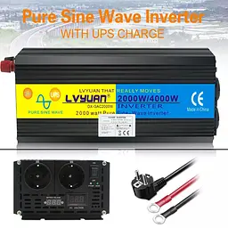 Інвертор перетворювач напруги Lvyuan F-2000P 12-230v 2000/4000w чистий синус - мініатюра 3