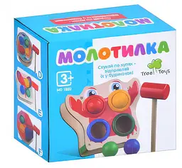 Стукачка дерев'яна Шестигранник 15х15 см Limo Toy з молотком та кульками (ID-180-D-400)