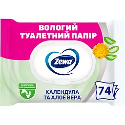 Вологий туалетний папір Zewa з календулою та алое вера 74 шт. - мініатюра 2