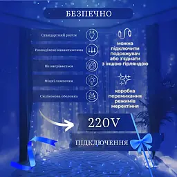 Гірлянда-штора GarlandoPro світлодіодна 64 LED розмір 1,5x1,5 м, синій (ZWM2160LEDBL) - мініатюра 5