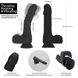 Фалоімітатор Naked Addiction – 8.6” Silicone Rotating & Thrusting Vibrating Dildo with Remote Black - мініатюра 7