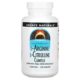 Амінокислота Source Naturals L-Arginine L-Citrulline Complex, 120 таблеток