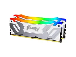 Пам'ять для настільних комп'ютерів Kingston FURY 48 GB (2x24GB) CUDIMM DDR5 8400 MHz Renegade Silver/White RGB (KF584CU40RWAK2-48)