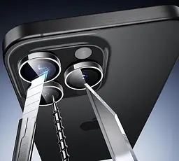 Захисне скло на камеру DK для Apple iPhone 16 Pro Max Lens Metal Ring Eagle Eye 018409 black - мініатюра 3
