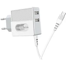 Зарядний адаптер Hoco C75 Imperious DC5V 2.4 A EU штекер подвійний USB вихід