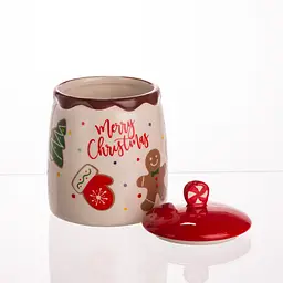 Банка для сипучих продуктів Yiwu з кришкою порцелянова 9×13 см Merry Christmas CR-1-42  - мініатюра 2